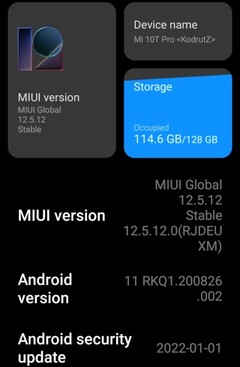Detalles de MIUI 12.5.12 Enhanced Edition en el Xiaomi Mi 10T Pro (Fuente: propia)