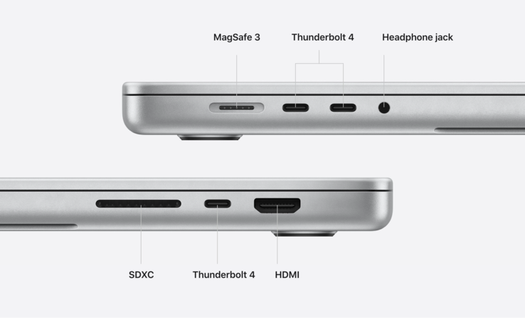 Apple's nuevos modelos de MacBook Pro cuentan con tres puertos Thunderbolt 4 impulsado por Intel. (Imagen: Apple)
