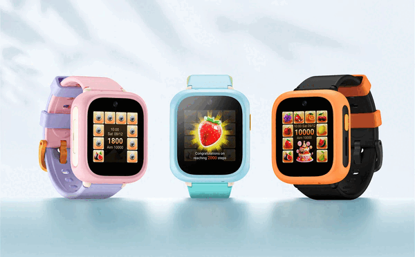 El reloj TCL Kids Watch K5 está disponible en rosa amanecer, azul cielo y naranja meteoro.