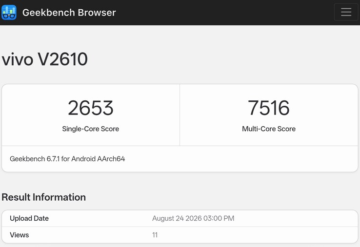 Las versiones de ingeniería del Vivo X500 Pro Max en la lista de Geekbench