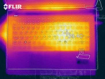 Imagen térmica de la parte superior del dispositivo bajo carga