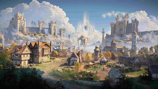 La ciudad de la facción del Castillo en Heroes of Might and Magic III Remake.