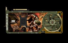 Hay una ilustración de Doom: The Dark Ages en la placa posterior de la tarjeta gráfica. (Fuente de la imagen: Asus/Bethesda)