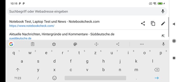 Teclado en modo apaisado