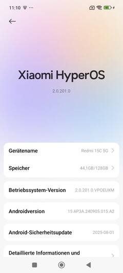 Software: Xiaomi Redmi 15C