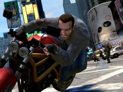 Una imagen de GTA IV, que muestra a Niko Bellic en una motocicleta roja. (Fuente de la imagen: Steam) 