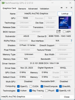 GPU-Z Gráficos Intel Arc