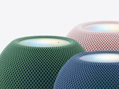 El HomePod mini 2 en tres de los cinco colores disponibles en su lanzamiento.