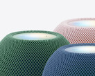 El HomePod mini 2 en tres de los cinco colores disponibles en su lanzamiento.