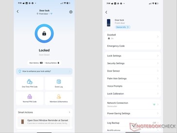 Página de inicio de la aplicación Tapo y configuración de la cerradura inteligente.