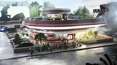 Render del Supercargador Diner and Drive-In Movie (imagen: Tesla)