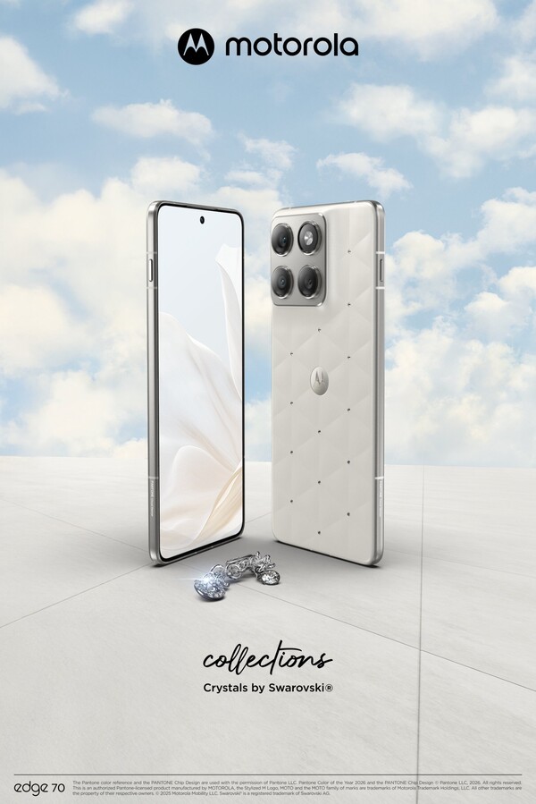 El Motorola Edge 70 Swarovski Edition se lanzará en el Color del año 2026 de Pantone. (Fuente de la imagen: Evan Blass)