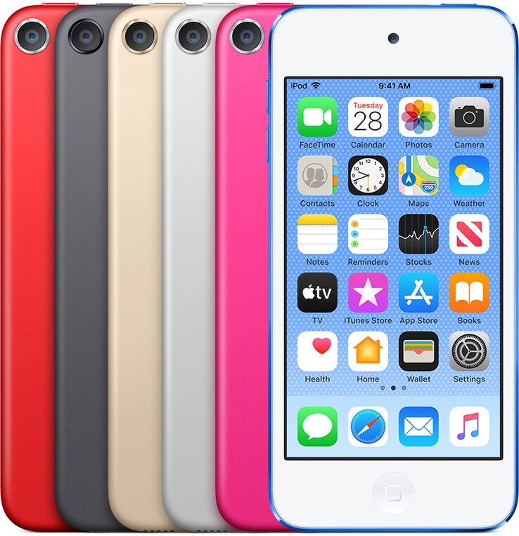 Un último vistazo a toda la gama de colores del iPod Touch. (Fuente: Apple)