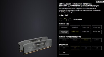 Precio anterior del kit de memoria RAM Corsair Vengeance 64GB DDR5. (Fuente de la imagen: web.archive)