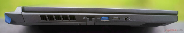 Izquierda: Gigabit-RJ45, USB-A 3.1, lector de tarjetas microSD, toma de audio