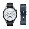 El Huawei Watch GT 4 Spring Edition Correa de fluoroelastómero negra de 46 mm + Correa de fluoroelastómero azul marino 2 en 1. (Fuente de la imagen: Huawei)