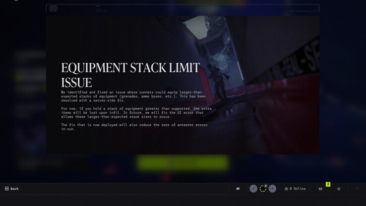 Bungie afirma que una corrección del lado del servidor evita ahora que se acumulen equipos más grandes de lo esperado en Maratón, que se pierdan objetos extra no compatibles al infiltrarse y que se reduzcan los errores de oso hormiguero durante las car