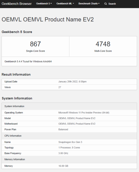 (Fuente de la imagen: Geekbench)