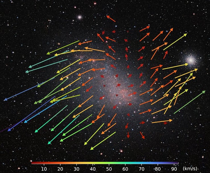 Una imagen que muestra los movimientos de las estrellas en la Pequeña Nube de Magallanes.
