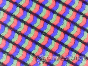 La matriz de subpíxeles RGB es ligeramente granulada