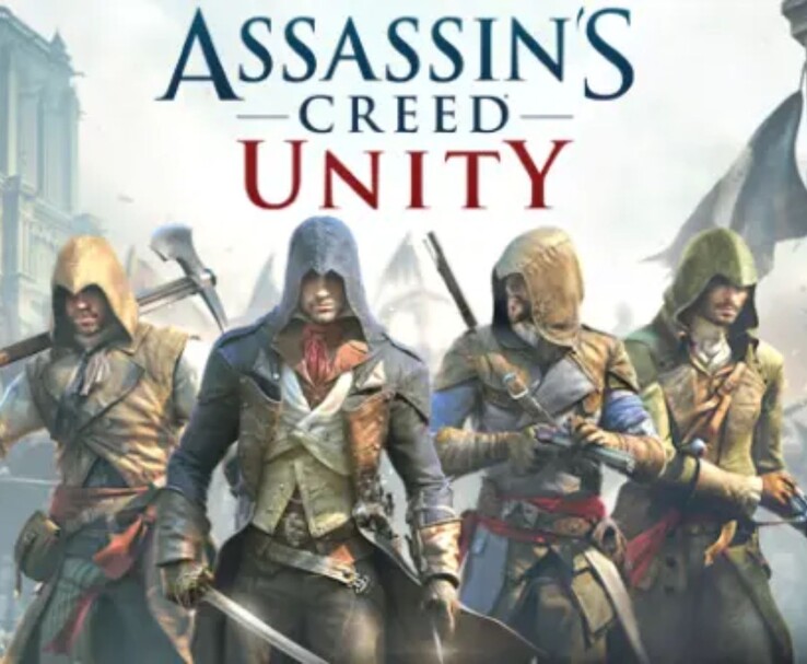 Ilustración oficial de Assassin's Creed Unity en la que aparece Arno Dorian con otros asesinos.