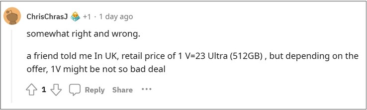 Supuesta información sobre el precio del Xperia 1 V. (Fuente de la imagen: Reddit)