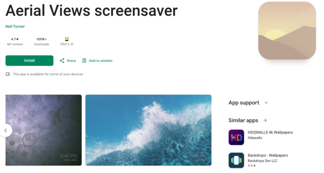 La aplicación Aerial Screensaver App para Android TV proporcionará a su dispositivo el mismo salvapantallas que un televisor Apple, pero también puede utilizarse para extraer imágenes y vídeos directamente de un NAS (Fuente de la imagen: AerialViews / Google Play)