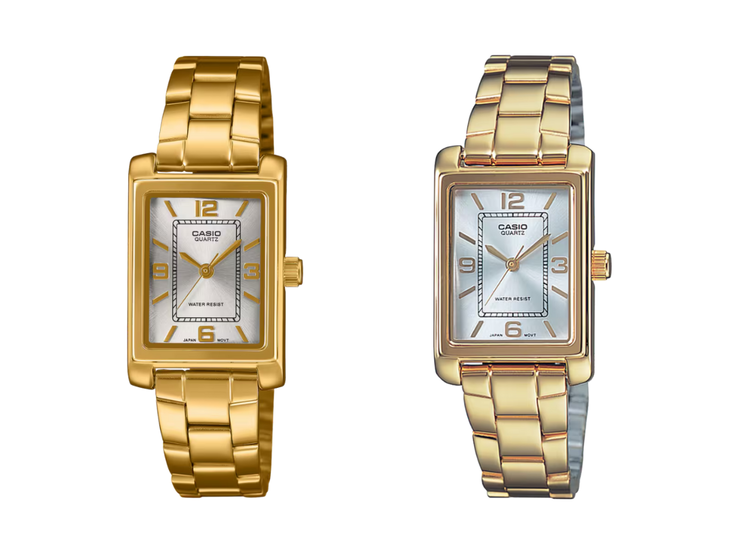 La nueva Casio LTP-1234PGC-7A (izquierda) y la antigua LTP-1234PG-7A (derecha). Fuente de la imagen: Casio, editado)