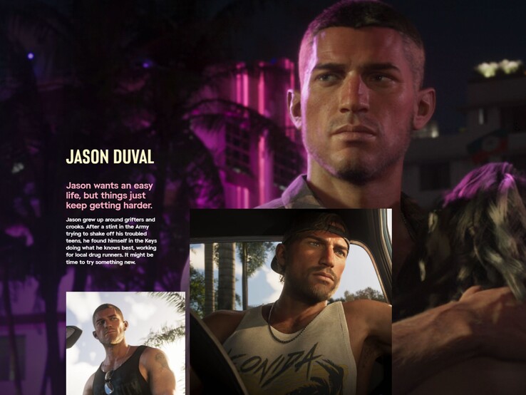 Según la descripción oficial del personaje de Rockstar, Jason creció rodeado de delincuentes, pero más tarde intentó tomar un camino más recto al alistarse en el ejército.
