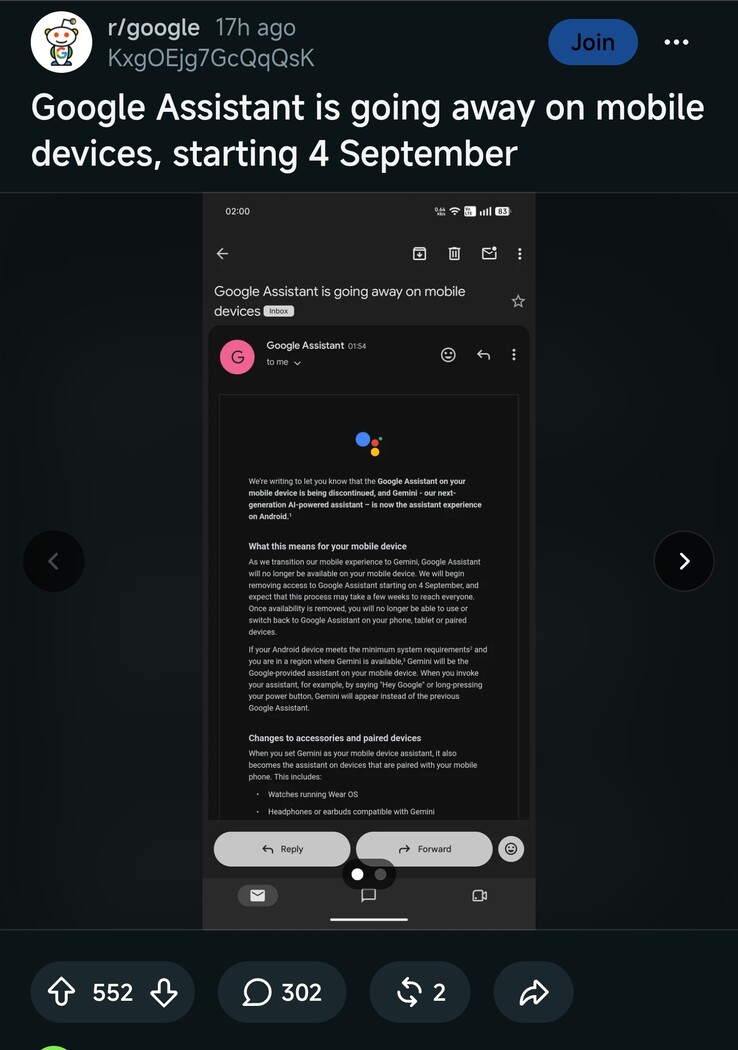 La publicación de Reddit con el correo electrónico completo