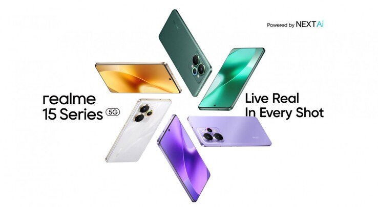 El Realme 15 Pro viene en colores plata fluida, verde terciopelo y morado seda (Fuente de la imagen: Realme)