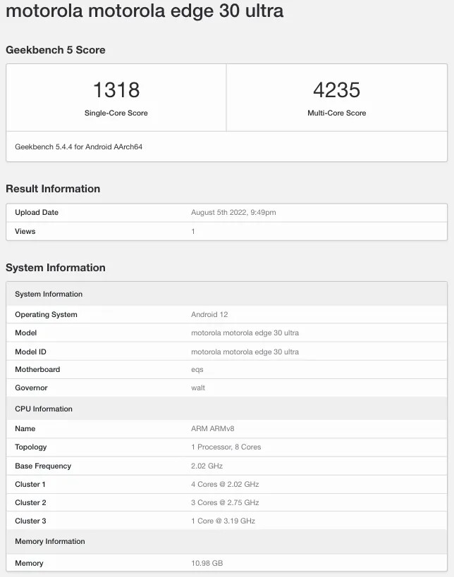 (Fuente de la imagen: Geekbench vía MySmartPrice)