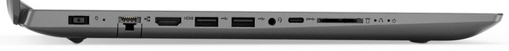 Izquierda: adaptador de CA, LAN, HDMI, 2x USB 3.0, toma de audio combinada, 1x USB 3.1 Tipo C, lector de tarjetas 4 en 1