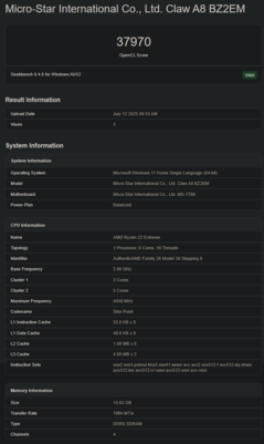 GPU AMD Ryzen Z2 Extreme Geekbench OpenCL (fuente de la imagen: Geekbench)