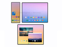 El Galaxy Z TriFold se plegará de forma diferente a los Huawei Mate XT existentes. (Fuente de la imagen: vía @TechHighest)