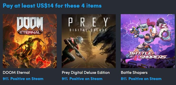 El primer nivel del paquete Sci Fi shooters contiene un total de 4 artículos