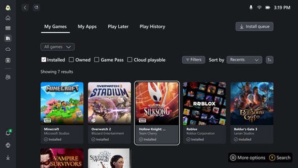 La experiencia Xbox a pantalla completa traerá consigo una nueva interfaz diseñada específicamente para dispositivos portátiles de juego. (Fuente de la imagen: Microsoft)