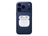 Render no oficial del iPhone 17 Pro con AirPods 4. (Fuente de la imagen: @Skyfops en X y Apple, editado)