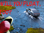 El cibercamión de Tesla podría flotar en modo Wade. (Fuente de la imagen: Unsplash/Tesla - editado)