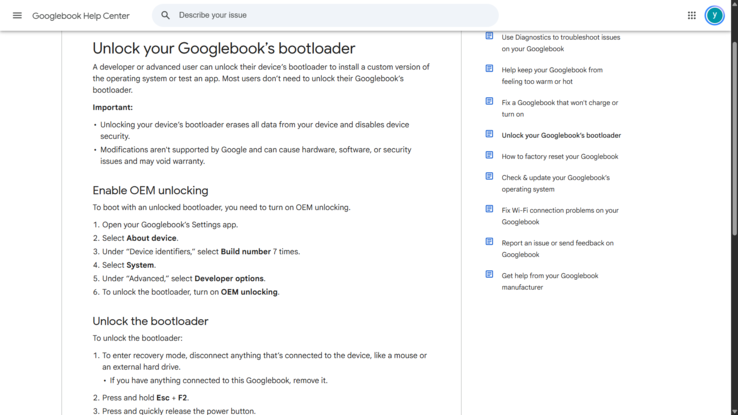Google documenta el desbloqueo del gestor de arranque en GoogleBook