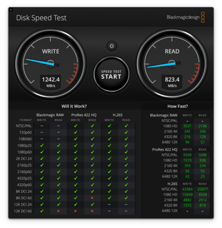 Mac: Prueba de velocidad de disco de Blackmagicdesign