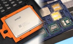 Se mostró un Threadripper de 64 núcleos aún no lanzado, así como algunas muestras de ingeniería de Ryzen 5000X3D. (Fuente de la imagen: Gamers Nexus - editado)