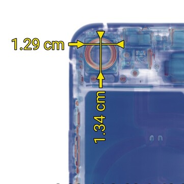El tamaño del módulo de la cámara principal del iPhone 16e
