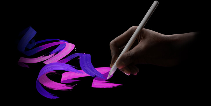 Th Pencil Pro se acopla magnéticamente al iPad para emparejarlo y cargarlo de forma inalámbrica (Fuente de la imagen: Apple)