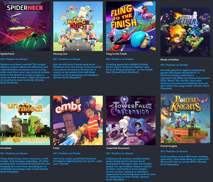 Todos los juegos incluidos en el paquete cooperativo Better With 4 Friends (Fuente de la imagen: Humble Bundle)
