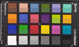 Colores del ColorChecker; color de referencia en la mitad inferior de cada cuadrado.