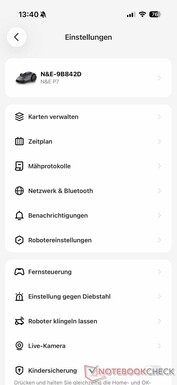 Menú de configuración