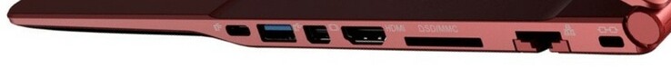 Derecha: 1x Thunderbolt 3, 1x USB 3.0, 1x Mini-DisplayPort, 1x HDMI, lector de tarjetas 6 en 1, Gigabit Ethernet, bloqueo Kensington