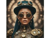 Una imagen de "moda steampunk" creada por Bard. (Fuente: Google)