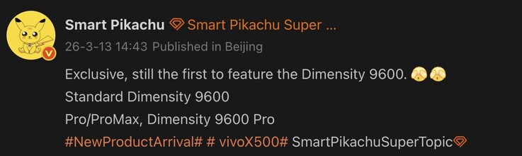 Detalles filtrados de la serie Vivo X500.